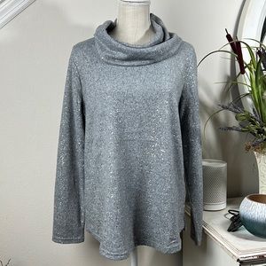 Emily Daniels PM Grey Foil Cowl Neck Sweater
